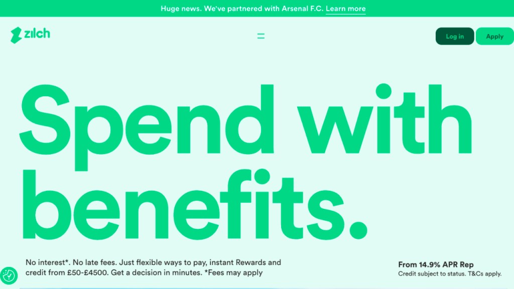 Zilch landing page screenshot